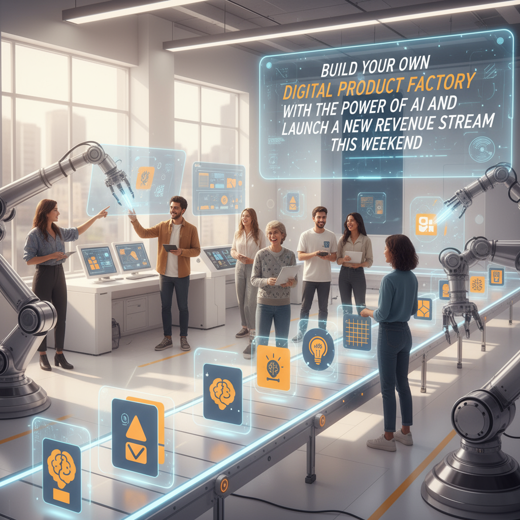 An AI-powered factory creating digital products like ebooks and courses.